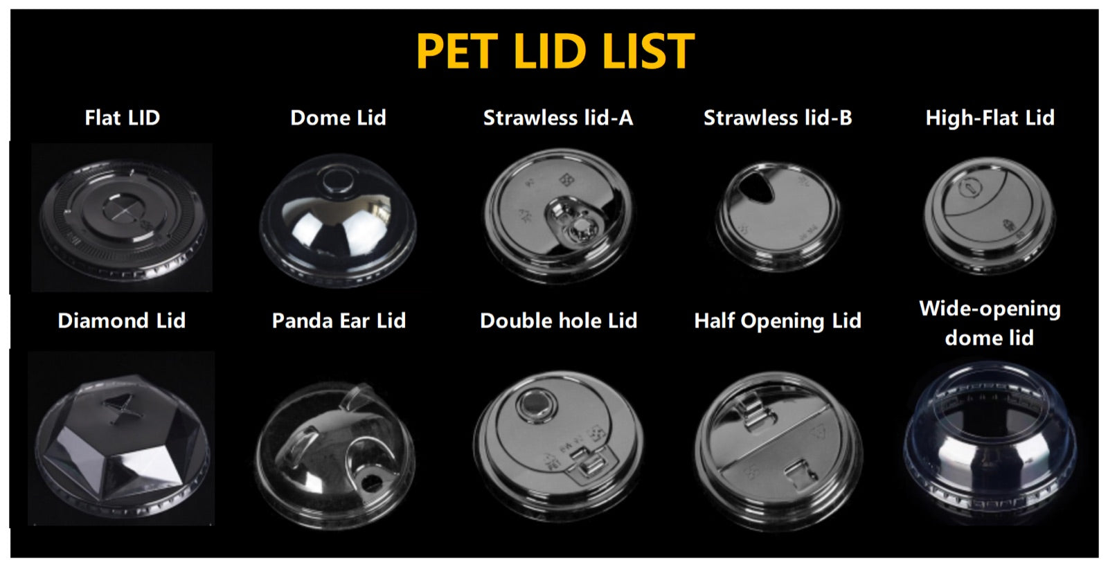 PET cup lids and accessories